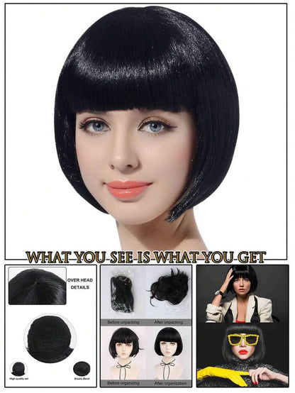 Fashion Women's BoBo Wigs Short Straight Hair With Bangs Multiple Pastel Colors Bob Anime Cosplay Party Costume Wigs For Ladies Holiday Comic Con Exhibition Celebration Daily Wigs For Birthday Gifts Sassy Rockabilly Punk Rock & Roll 80s Wig