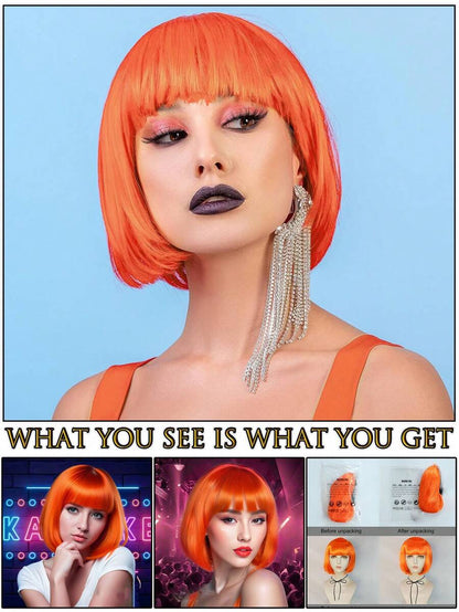 Fashion Women's BoBo Wigs Short Straight Hair With Bangs Multiple Pastel Colors Bob Anime Cosplay Party Costume Wigs For Ladies Holiday Comic Con Exhibition Celebration Daily Wigs For Birthday Gifts Sassy Rockabilly Punk Rock & Roll 80s Wig