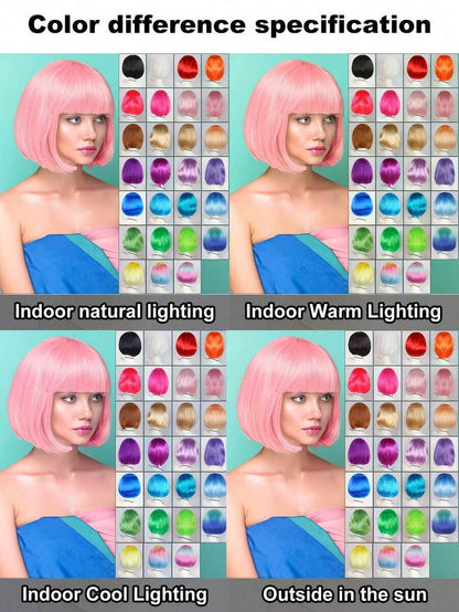 Fashion Women's BoBo Wigs Short Straight Hair With Bangs Multiple Pastel Colors Bob Anime Cosplay Party Costume Wigs For Ladies Holiday Comic Con Exhibition Celebration Daily Wigs For Birthday Gifts Sassy Rockabilly Punk Rock & Roll 80s Wig