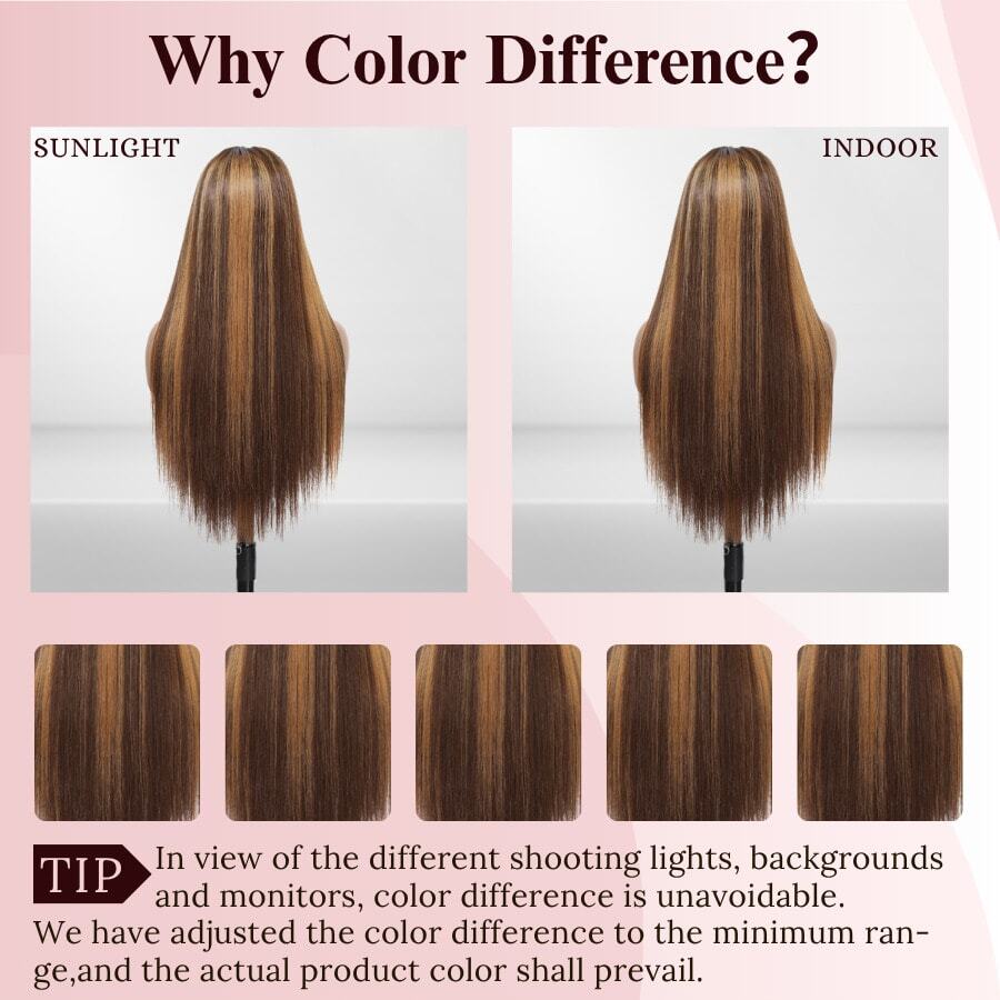 Brazilian Virgin Hair 5x5 HD Seamless Frontal Wig, Human Hair Blend, Pre-Trimmed 200% Density, #4/27 Honey Blonde Ombre Highlight Straight Hair, Glueless Wig For Women, 13x4 13x6 Brazilian Frontal With Baby Hair HD Seamless Lace Frontal