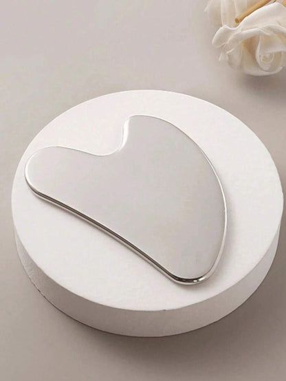 Stainless Steel Heart-Shaped Gua Sha Board Facial Massage Tool, Portable Muscle Relaxation Massage Board, Facial And Body De-Puffing Gua Sha Beauty Tool, Suitable For Face, Body, Eyes, Neck Massage And Facial Care
