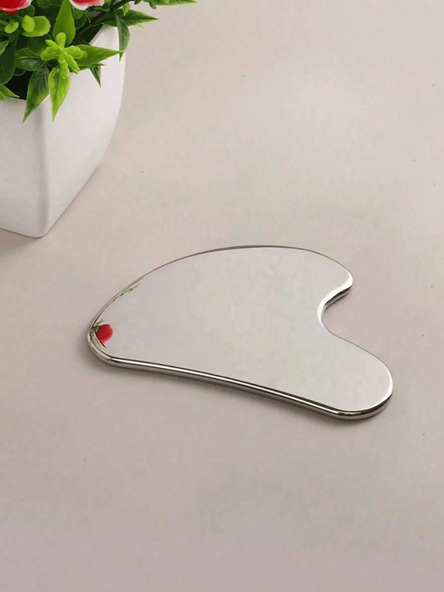 Stainless Steel Heart-Shaped Gua Sha Board Facial Massage Tool, Portable Muscle Relaxation Massage Board, Facial And Body De-Puffing Gua Sha Beauty Tool, Suitable For Face, Body, Eyes, Neck Massage And Facial Care