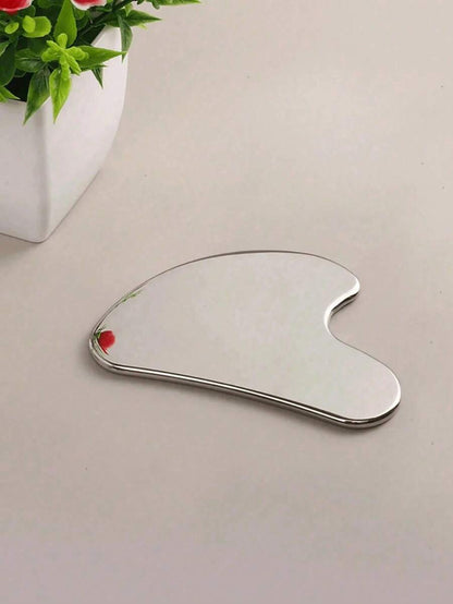 Stainless Steel Heart-Shaped Gua Sha Board Facial Massage Tool, Portable Muscle Relaxation Massage Board, Facial And Body De-Puffing Gua Sha Beauty Tool, Suitable For Face, Body, Eyes, Neck Massage And Facial Care