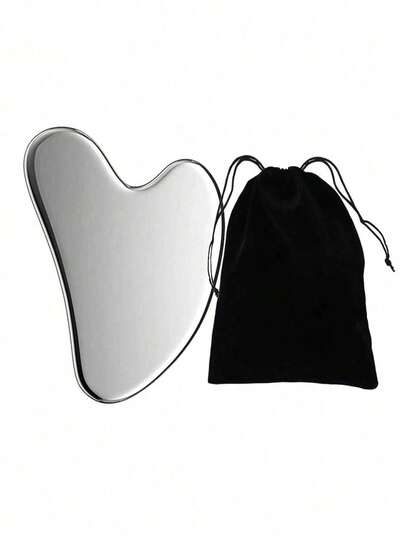 Stainless Steel Heart-Shaped Gua Sha Board Facial Massage Tool, Portable Muscle Relaxation Massage Board, Facial And Body De-Puffing Gua Sha Beauty Tool, Suitable For Face, Body, Eyes, Neck Massage And Facial Care