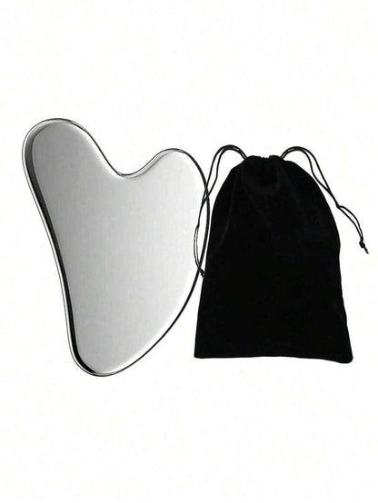 Stainless Steel Heart-Shaped Gua Sha Board Facial Massage Tool, Portable Muscle Relaxation Massage Board, Facial And Body De-Puffing Gua Sha Beauty Tool, Suitable For Face, Body, Eyes, Neck Massage And Facial Care