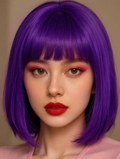 12 Inch Orange Fashionable Women's Wig, High Temperature Synthetic Heat Resistant Wig, Natural Styling, Elegant And Versatile, Suitable For Daily, Party, Ball, Music Festival, Carnival And Other Occasions.